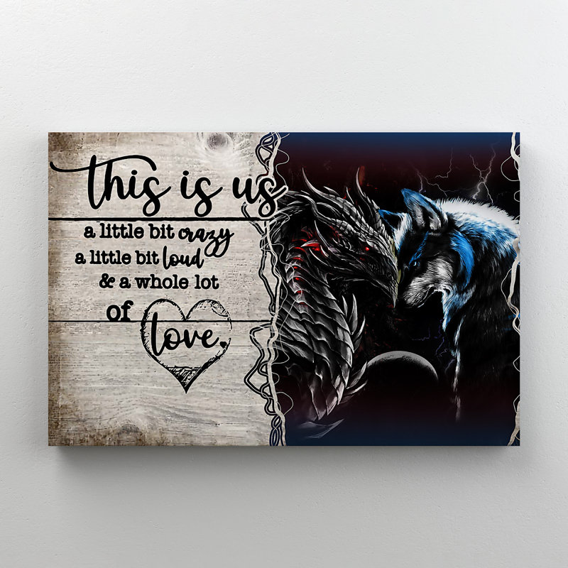 Dragon and Wolf - This Is Us - Reproduction d'art graphique sur toile tendue, H 16 po x l 20 po x P 2 po