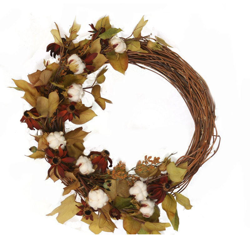 Handcrafted Faux Cotton Twig 22'' Wreath