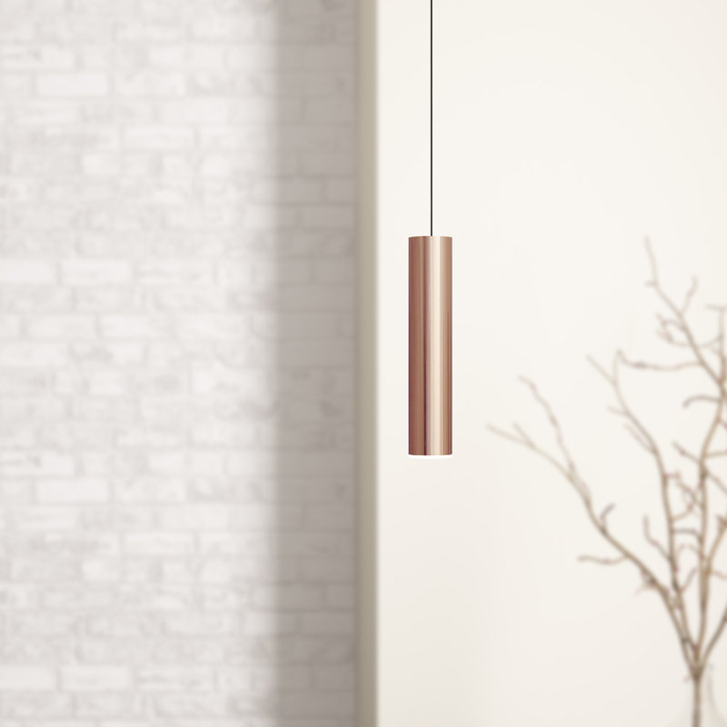 Luminaire suspendu cylindrique à 1 lumière Nevcivan, Cuivre