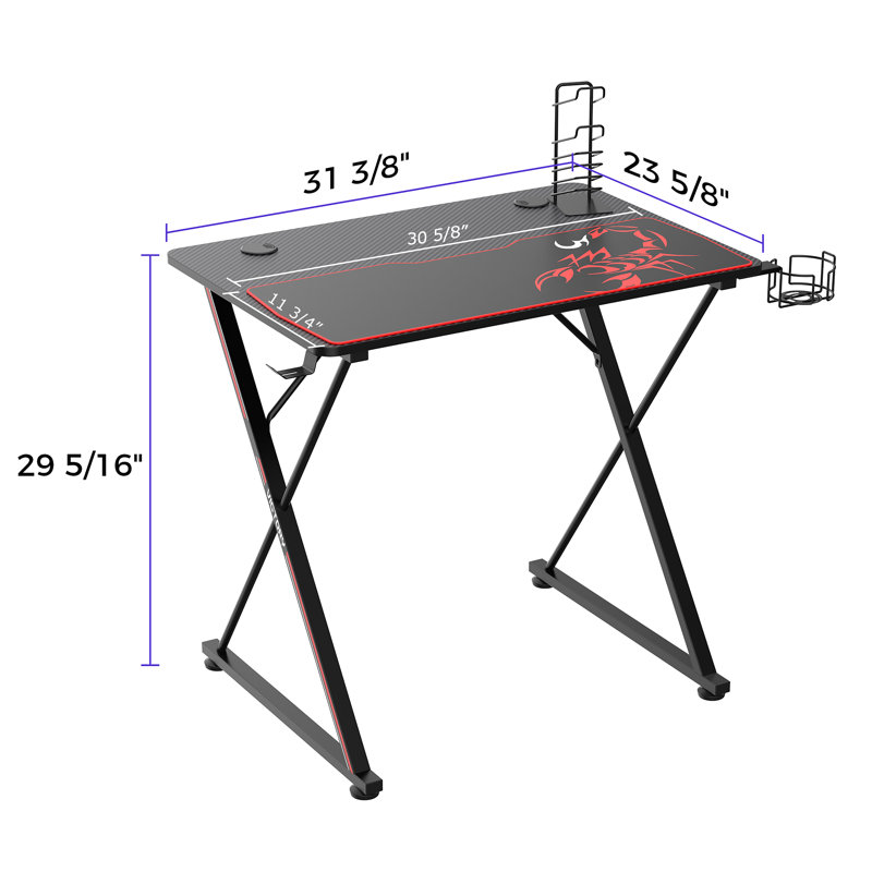 Bureau de jeu X-Series, H 29,33 po x l 31,5 po x P 23,62 po
