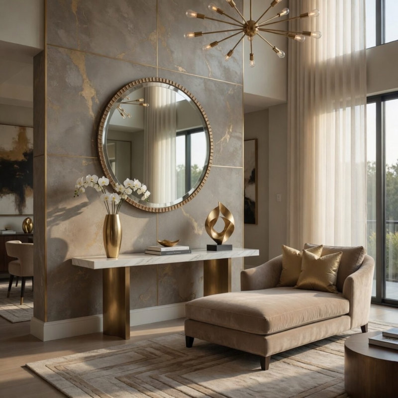 Ania Round Iron Beveled Wall Mirror
