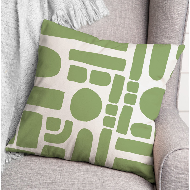 Geometric Outdoor Reversible Throw Pillow, Green