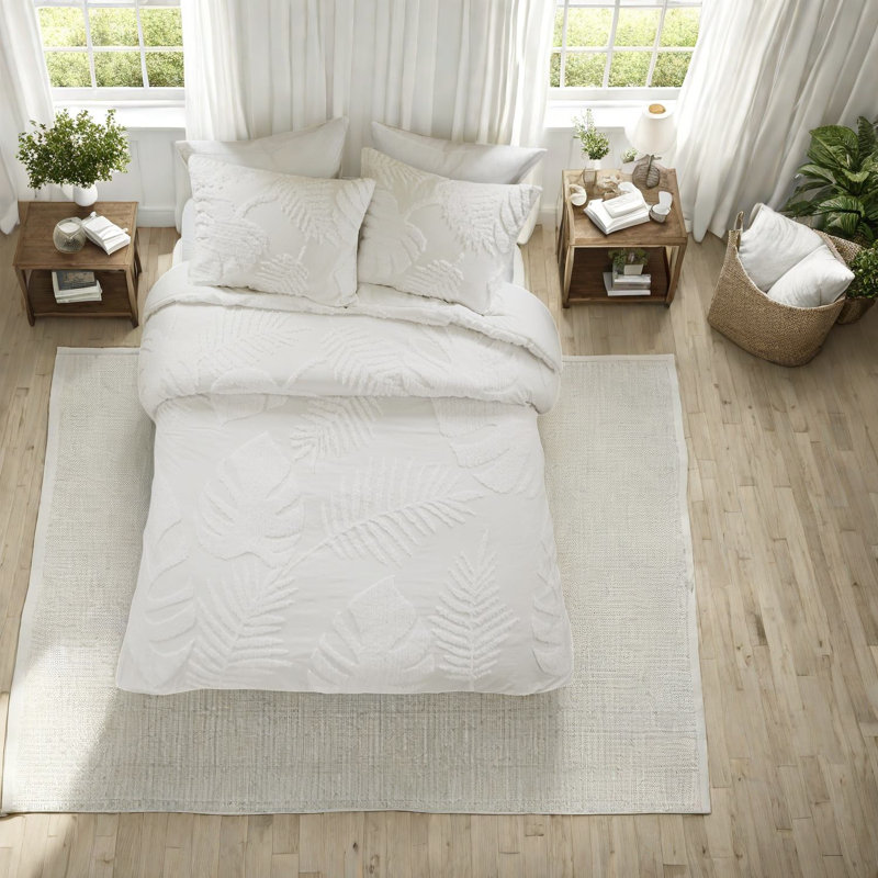 Ensembles de literie en coton Coastal Charm, édredon en palmier capitonné, très grand style plage