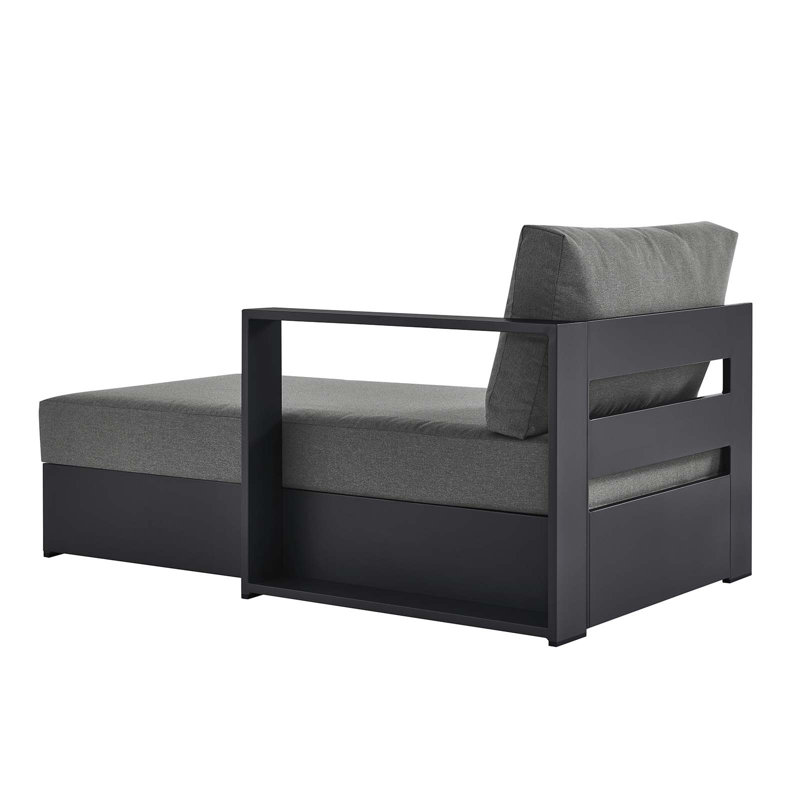 Gray Charcoal Aluminum Outdoor Left Arm Chaise Lounger