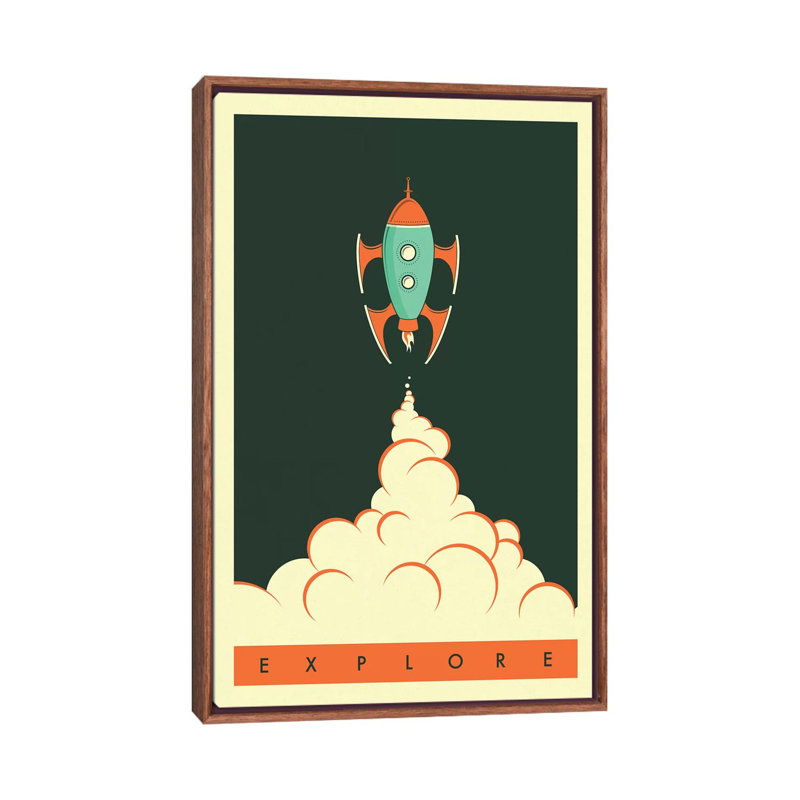 Explorez II, art encadré pour enfants, Toile classique avec cadre brun, H 60 po x l 40po x P 1,5 po