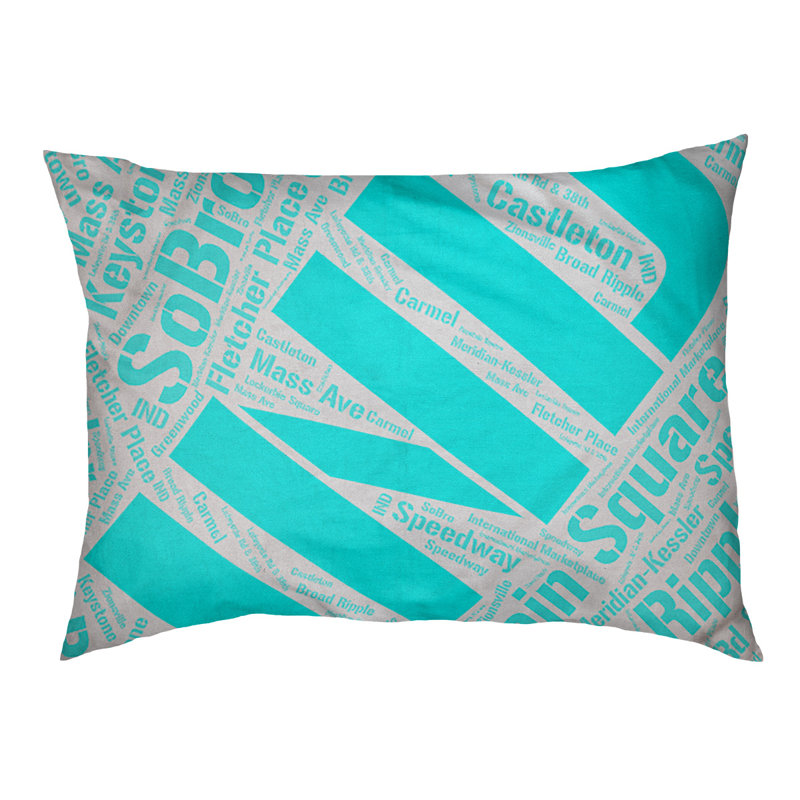 Coussin de chien « districts », Grand (l 40 po x P 30 po x H 14 po), Cyan, Indianapolis