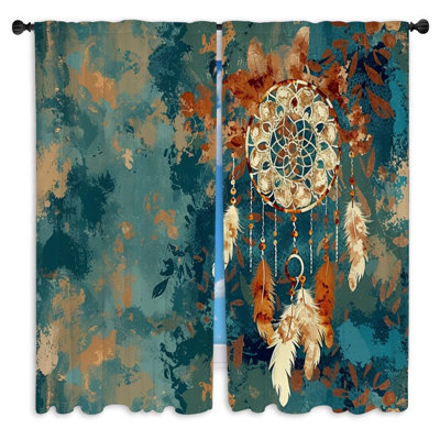 Dreamcatcher Window Curtains  Culture Mystic Feather Drapes - 2 Panels
