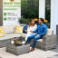 Ensemble de conversation modulaire en osier / rotin pour 7 personnes avec chaises pivotantes Baili, ensemble de conversation modulaire moderne avec coussins-112577993
