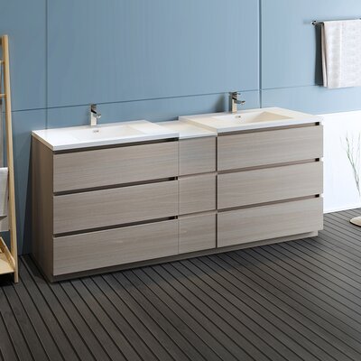 Fresca 83"" Free-Standing Double Sink Bathroom Vanity Set -  FCB93-361236MGO-D-I