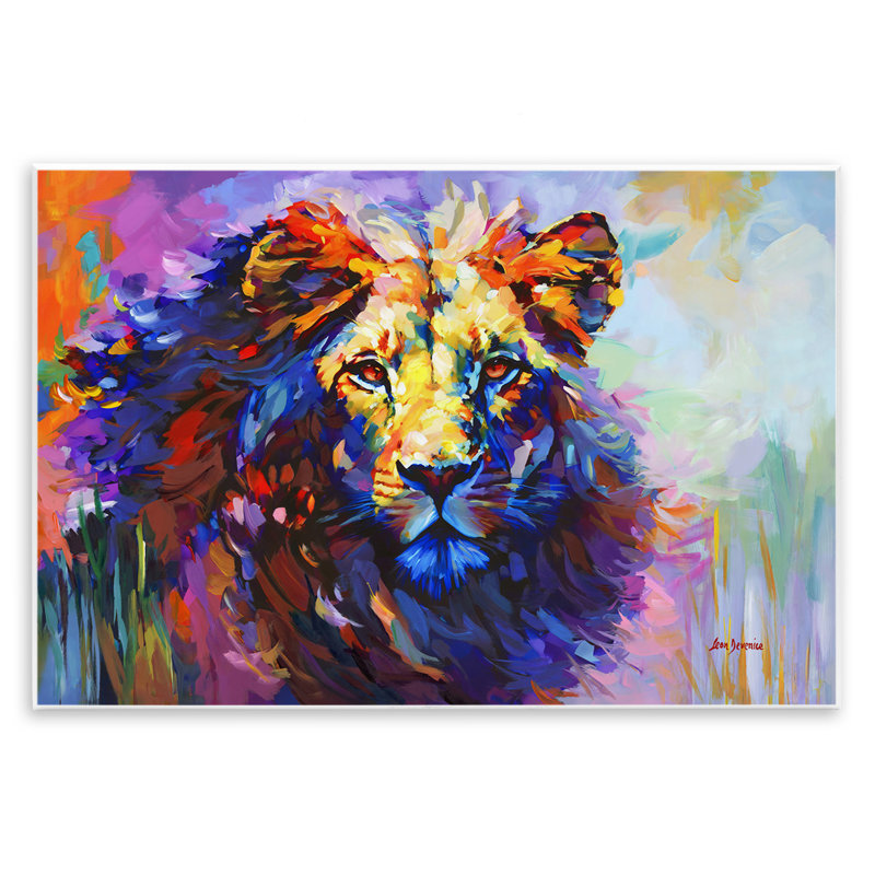 «Paint Strokes Lion» par Leon Devenice, H 10 po x l 15 po