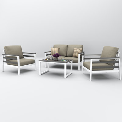 Townsend 4 Person Seating Group With Sunbrella Cushions by Birch Lane
