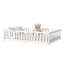 Lit double pleine grandeur avec clôture et porte, lit en bois d'hévéa avec garde-corps de sécurité, blanc-603485393-603485392
