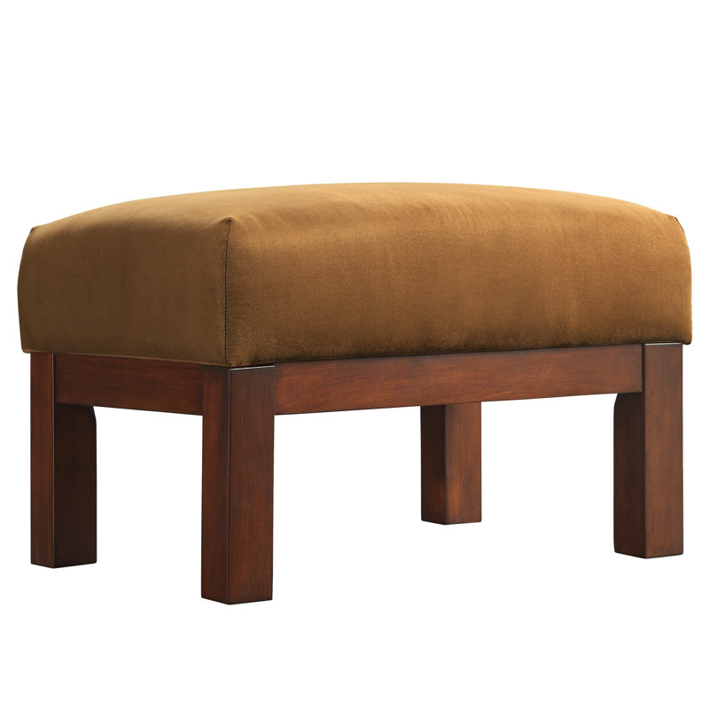 Repose-pieds rectangulaire de 27 po de largeur Encinal, Microfibre rouille, Chêne