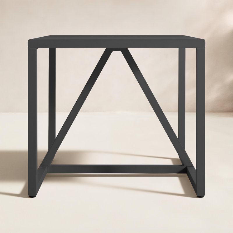 Strut Rectangular Metal Outdoor Coffee Table , 20'' in. W 20'' in. D, 14" H x 54" W x 20" D, Carbon