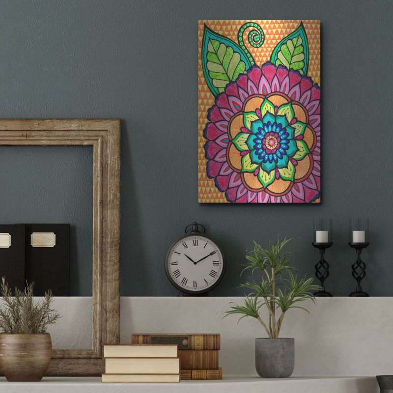 Bungalow Bungalow «Bright Bold Blooms 2» par Hello Angel, art mural en métal, H 16 po x l 12 po