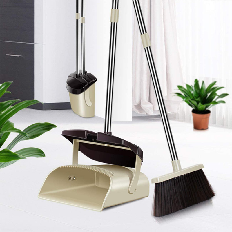 Zinnea Adjustable Broom And Dustpan Set with Replaceable Head