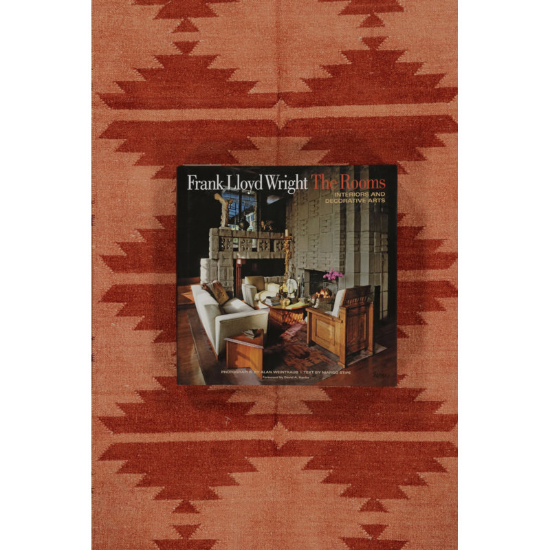 Kilim & Flat Weave Cotton Geometric Area Rug in Red, Orange