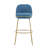 Rio Claro Indoor Metal Upholstered Barstool, Gold Finished Frame And Blue Upholstery, Set Of 2