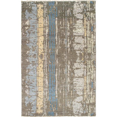 Tapis de zone en laine 5 pi 2 po x 8 pi 1 po noué la dark kaki one-of-kind Lawrenceville
