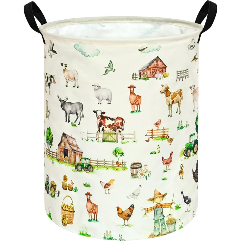 Panier à linge de style campagnard rond avec poignées, panier de rangement pour panier de chambre, décor de chambre à coucher