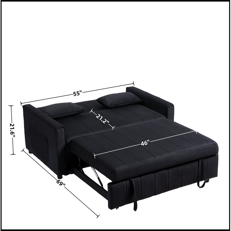 Canapé-lit coulissant polyvalent avec dossier réglable et mousse haute densité pour plus de confort et d'espace