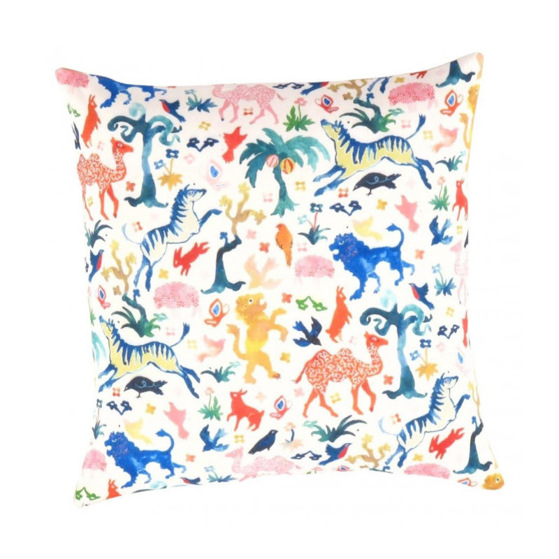 Pure Silk Throw Square Pillow Cover & Insert, Pink/White/Malibu/Gold/Yellow