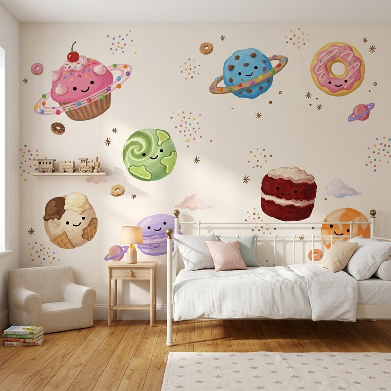 Papier peint Space Desserts, 140 po x 108 po, Peler et coller
