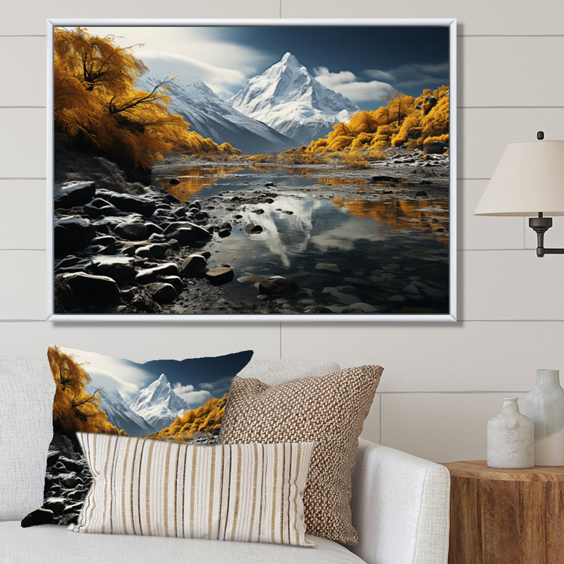 «Biddings» - Glacier Frozen Eternity - jaune, H 12 po x l 20 po x P 1 po, Cadre flottant blanc
