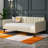Eleanor Twin Size Beige Velvet Upholstered Daybed-243225633-238083611