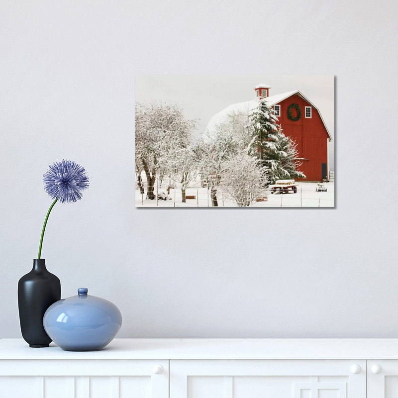 Festive Barn by Danita Delimont - Print on Canvas, 30.48 cm H x 45.72 cm W, Wrapped Canvas