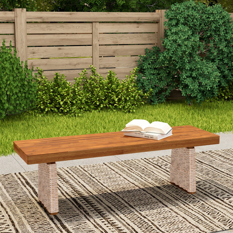 Outdoor 1Pcs Acacia Wood Bench, Brown