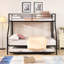Lit simple superposé au dessus d'un lit double avec lit gigogne en métal, aucun sommier requis, assemblage facile