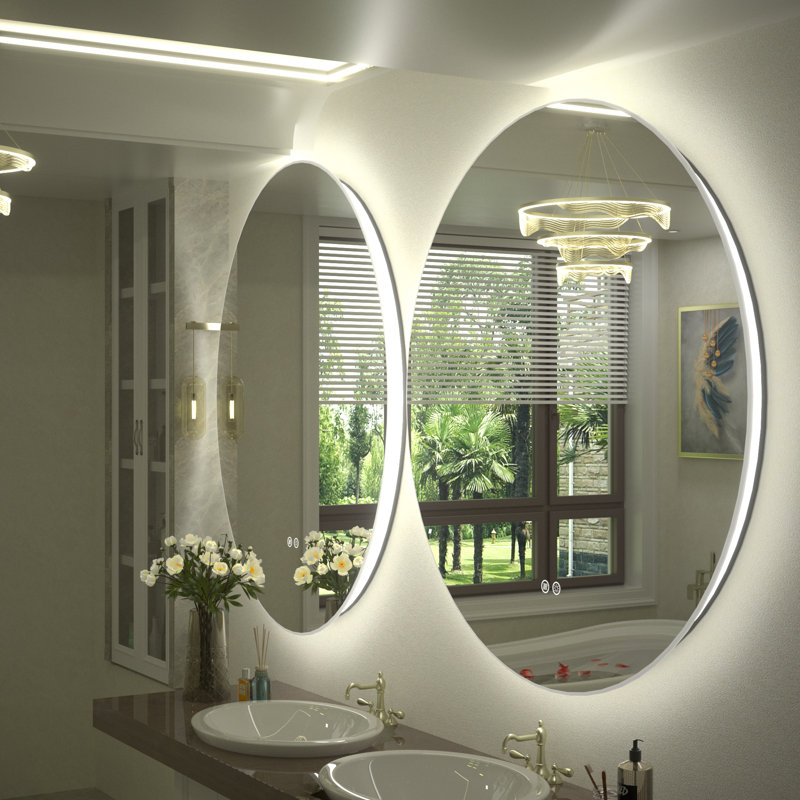 Aevar Simple & Modern Back LED Lighted Anti-fog Round Bathroom/Vanity Mirror, 28" x 28"
