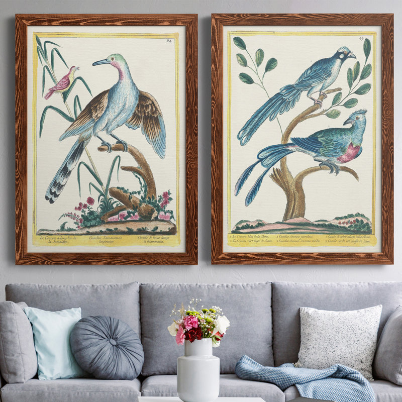 Toile encadrée Pastel Birds V Premium - prête à être accrochée, H 31,5 po x l 47 po x P 1,5 po, Toile encadrée érable