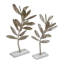 Décoration décorative, ensemble de 2 statues à feuilles d'argent, base en marbre blanc, 28, 22