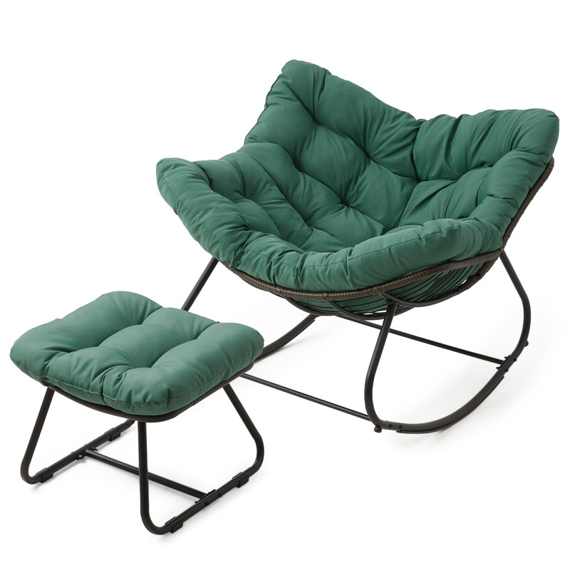Chaise berçante de patio avec repose-pieds, Vert