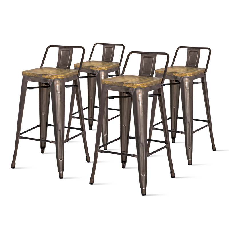 Nesbit Counter Stool with Metal Frame, Gunmetal, Counter Stool (26" Seat Height)