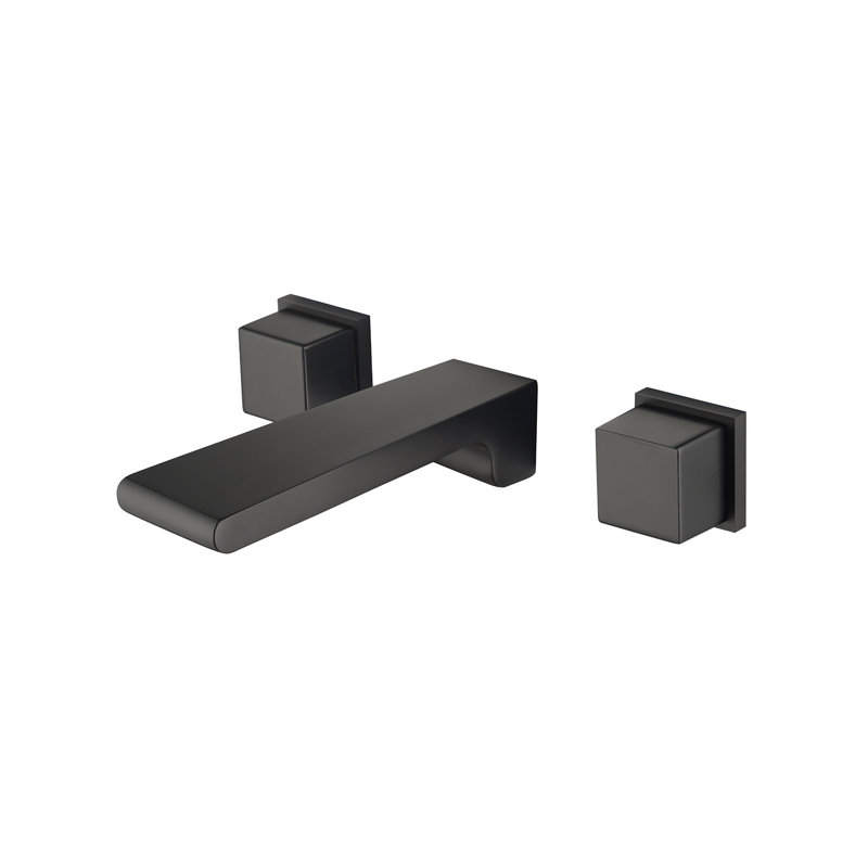 2-handle Bathroom Faucet with Drain Assembly, Black