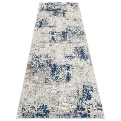 Edgeworth Abstract Machine Woven Cream Blue Area Rug