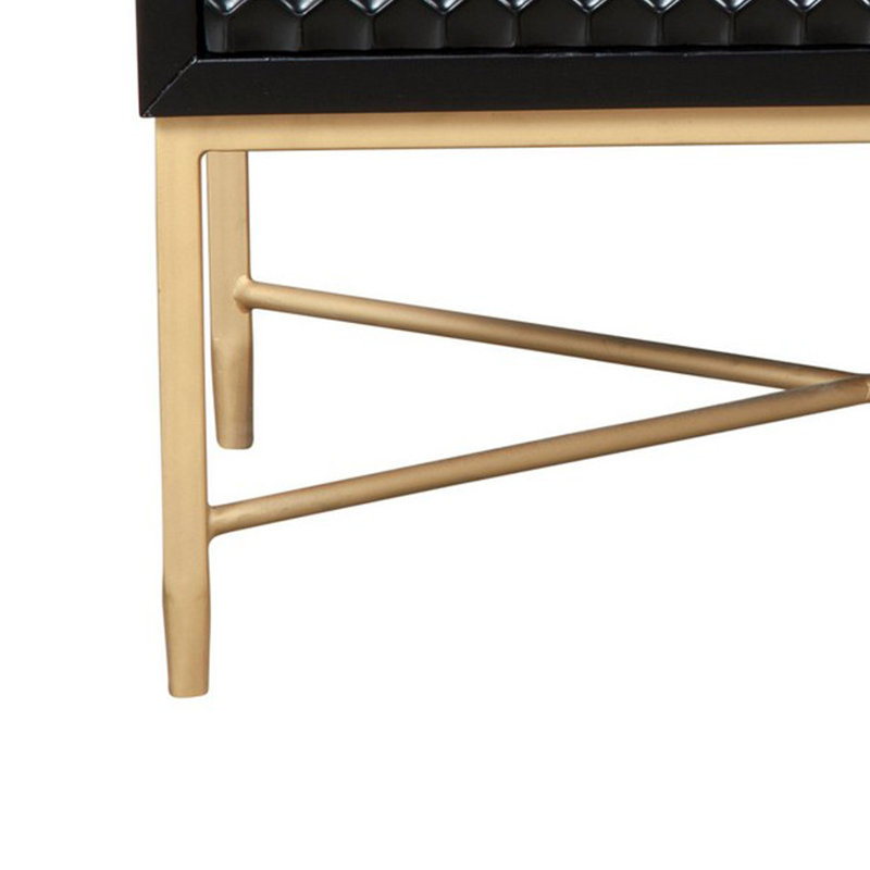 24'' W Nightstand, Black/Gold