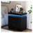 Modern Black Nightstand with Charging Station and LED Lights - Bedside Table with Sliding Top Drawer, End Side Table for Bedroom, 28.8"W x 17"D x 30.5"H