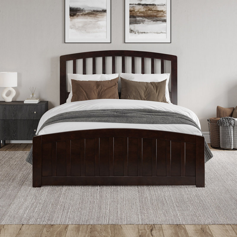 Audriel Solid Wood Low Profile Platform Bed with Matching Footboard, Full, Espresso