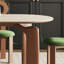 Ensemble de table de salle à manger pour 4 personnes beige et brun en pierre frittée ovale et en bois massif-1446002575