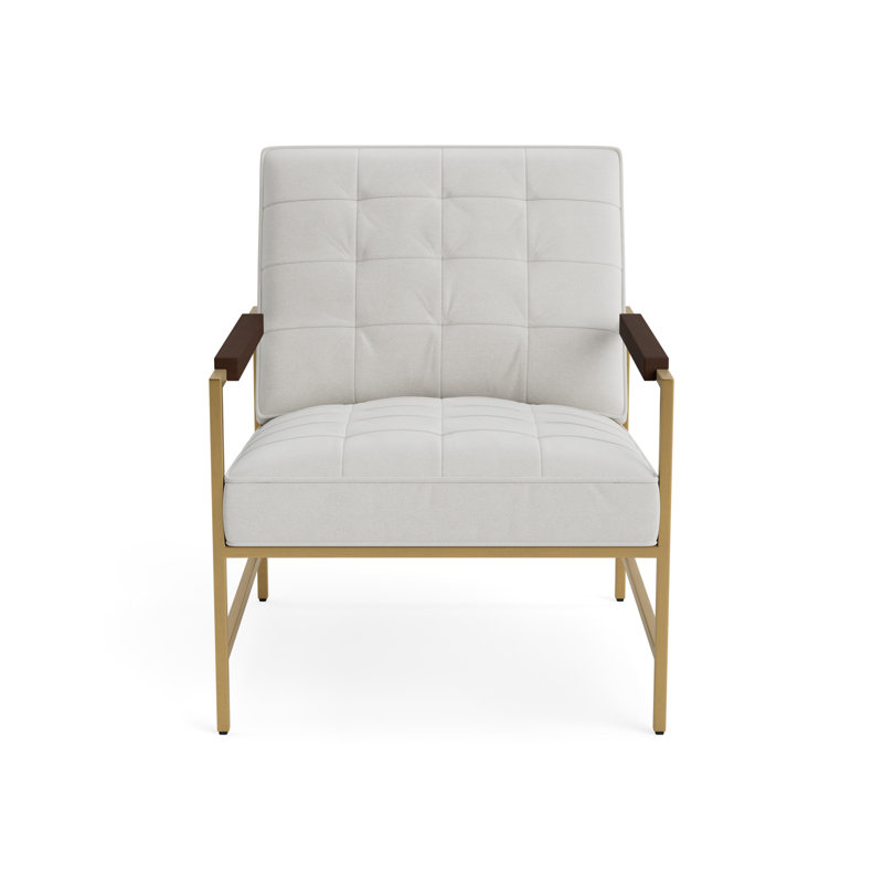 Major Arm Chair, Sienna, Performance Velvet - Silver, Brushed Brass