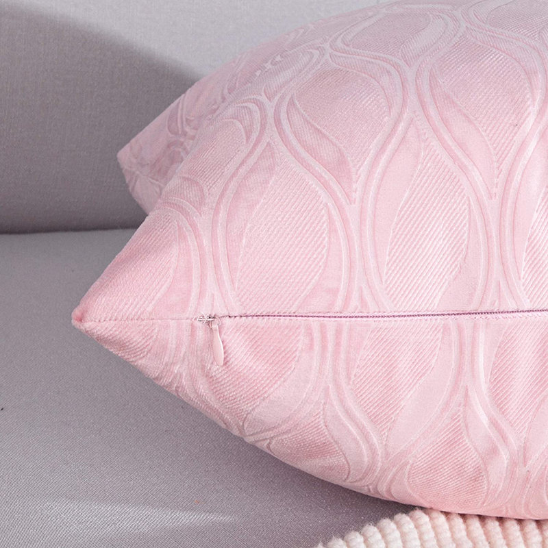 Embossed Velvet Geometric Pillow Cover, Pink