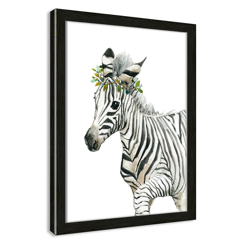 «Savannah Zebra», art encadré, H 15 po x l 11 po x P 1,18 po, Cadre noir