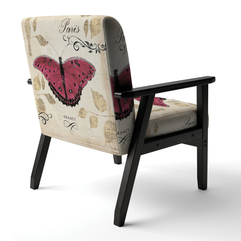 Fauteuil d'appoint en velours Heeya - Red Farmhouse Butterfly - Velours, Noir