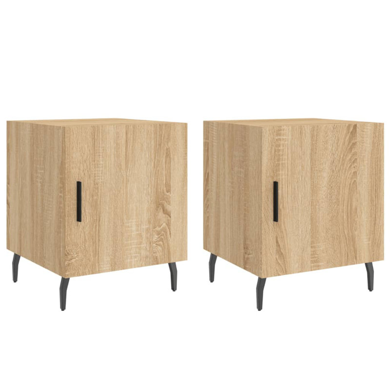 Mearle 40 cm W Iron Bedside Table, Sonoma Oak, Set of 2