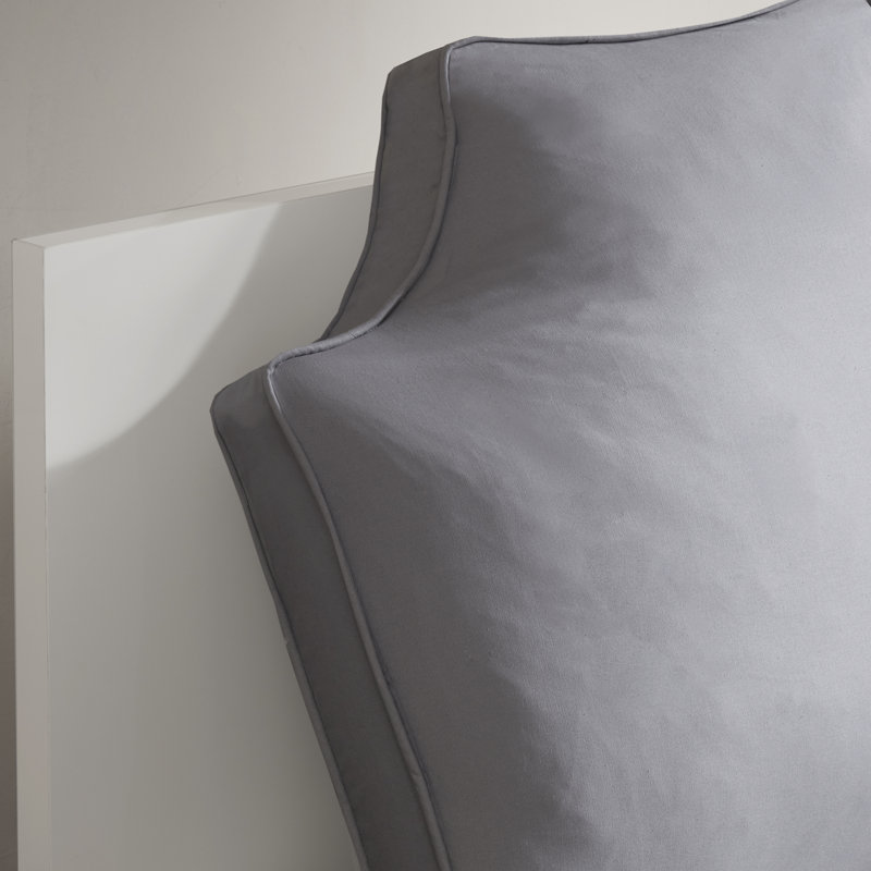 Gray Oversized Headboard Cotton Canvas Lumbar Pillow