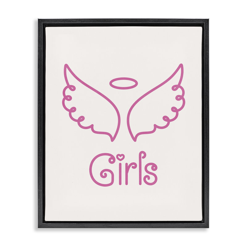 «Minimal Angel Girls», art mural encadré noir sur toile par Nataly White, Cadre flottant noir de jais, H 31 po x l 25 po